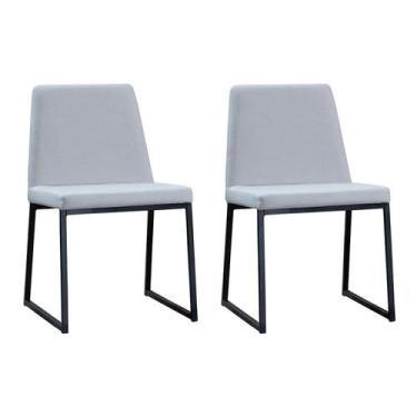 Imagem de Kit 2 Cadeiras para Sala de Jantar Escritório Estofada Base em Aço Yan