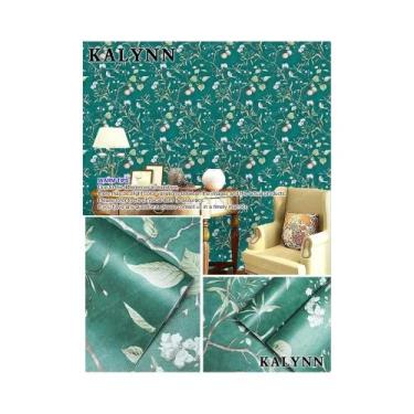 Imagem de Papel De Parede Floral Verde Autoadesivo Em Vinil Para Decoração De Sa