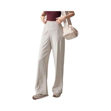 Imagem de Calças De Yoga Femininas De Cintura Alta, Soltas E Com Bolsos, De Alta