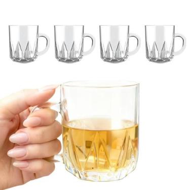 Imagem de Kit 3 Caneca Copo De Vidro Transparente Café Chá Cappuccino Alça Com B