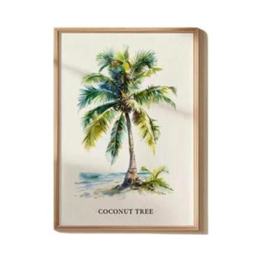 Imagem de Arte De Parede Em Tela Com Folhas Botânicas Verdes, Plantas De Interio