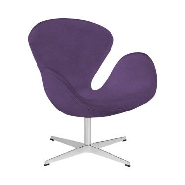 Imagem de Poltrona Swan Suede Roxo Base Alumínio Giratória