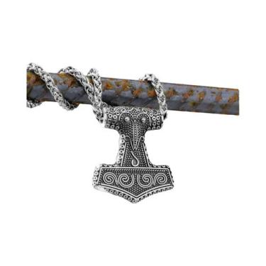 Imagem de Colar Masculino Viking Odin Corvo Em Aço Inoxidável Joia Punk Mitologi
