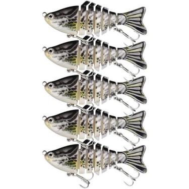 Imagem de Kit 5 Iscas Artificiais 6 Sessões lambari articulada efeito realista -