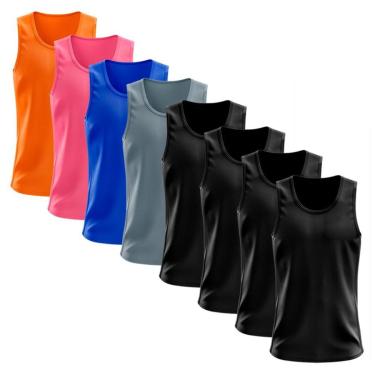 Imagem de Kit 8 Regata Dry Lisa Básica Proteção Solar UV Térmica Camiseta Treino Academia Ciclismo Regatas-Masculino