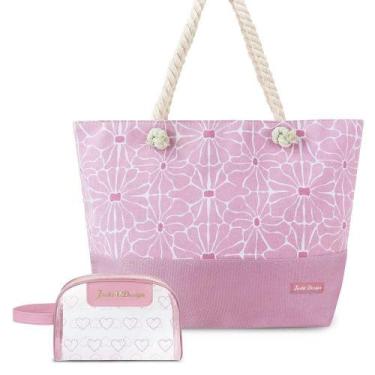Imagem de Kit Bolsa De Praia + Necessaire Rosa - Jacki Design