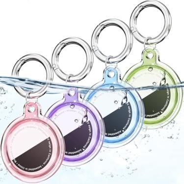 Imagem de Galafoki Pacote com 4 capas com suporte para AirTags 2nd 2026 e AirTags 1st 2021, IPX8 capa impermeável com chaveiro, Air Tags-pacote com 4 capas para localizadores de itens para crianças, cães