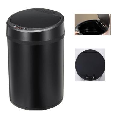 Imagem de Lixeira Automatica Preta Grande 12 Litros Sensor Inteligente Cozinha Banheiro Inox Cesto Lixo Black Luxo