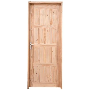 Imagem de Kit Porta de Madeira Pinus Grantok M09 Externa, Abertura à Direita 213x86 cm