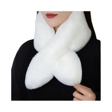 Imagem de Cachecol Feminino De Inverno Quente Com Pelo Sintético De Coelho, Gola