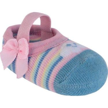Imagem de Meia bebê feminino nuvem listras/rosa pimpolho (00 a 15)