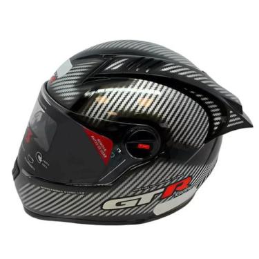 Imagem de Capacete Fw3 GTX GTRacing Carbon Fiber Preto Prata C/Oculos, M-58CM