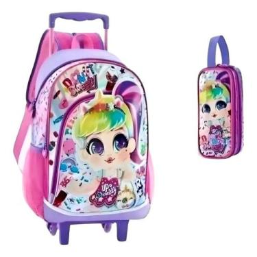 Imagem de Mochila Rodinha Carrinho Donuts Menina Rosa Violeta Baby Unicórnio + E