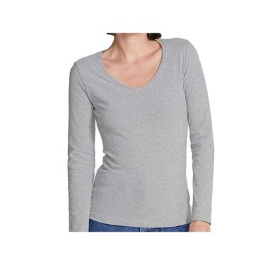 Imagem de Blusinha Hering Feminina Manga Longa 4d8a Cinza Mescla, P, Cinza mescl