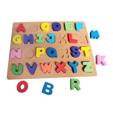 Imagem de Letras Pedagógicas Aprenda Brincando Cores e Alfabeto em Madeira - DM 