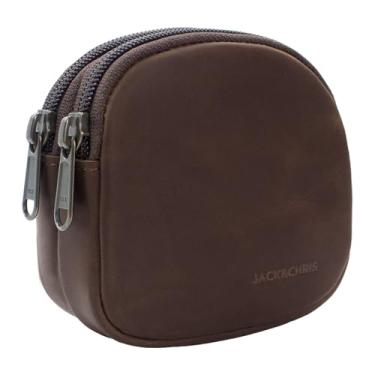 Imagem de Jack&Chris Porta-Moedas Masculino, Carteira Pequena De Couro Legítimo Com Bolso Zíper E Passador Cinto Traseiro, Bolsa Masculina