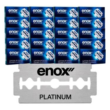 Imagem de Kit 100 Lâminas de Barbear Fio Duplo Aço Inox Platina Prata Enox Belliz