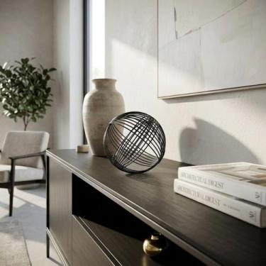 Imagem de Escultura Decorativa Metal Preto Aramada Mesa Aparador 24cm - Btc
