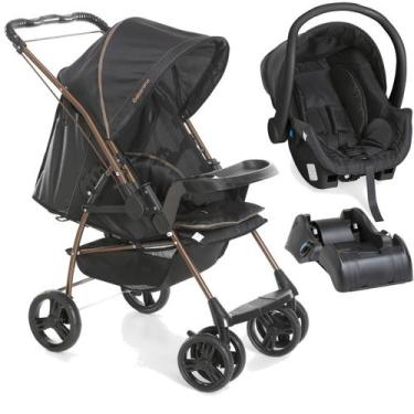 Imagem de Carrinho com Bebe Cocoon Preto Base Galzerano Milano Preto Cobre