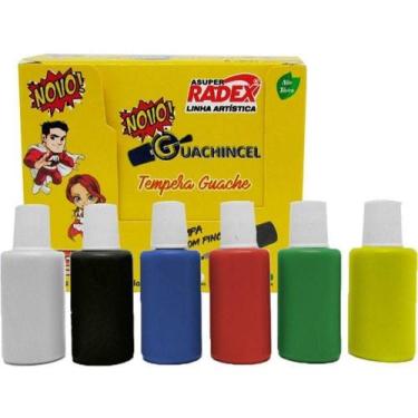 Imagem de Tinta Guache Escolar Radex com Pincel 18ML Kit 6 Cores