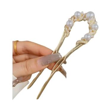 Imagem de Acessório De Cabelo Moderno Em Forma De U Com Pérolas E Flores Para Pe