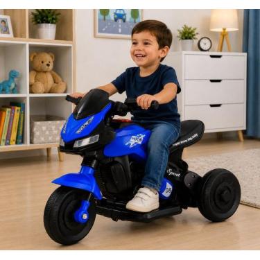 Imagem de Moto Elétrica Infantil Dark Azul 6V Unitoys  Farol LED e Música p/ Cri