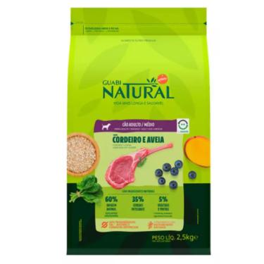 Imagem de Ração Guabi Natural para Cães Adultos de Porte Médio Sabor Cordeiro e Aveia - 2,5KG