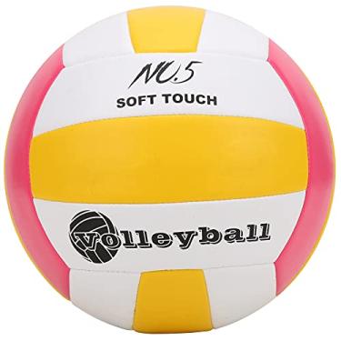 Imagem de 01 Voleibol, LEIJAIER PU, máquina de costura padrão, macia, antiexplosão, bola de treinamento para competição ou lazer para todas as idades (rosa)