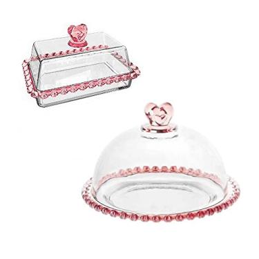 Imagem de Conjunto Manteigueira e Queijeira em vidro com Tampa Coração