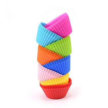 Imagem de Forros de silicone para cupcake, forros para muffin, pacote com 6, 12, 24, suporte reutilizável para muffins para assar, ovo, chef, cozinha, sem BPA, lavável na lava-louças para sobremesa, pastelaria (6)