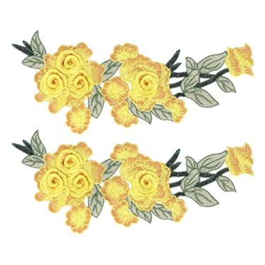 Imagem de Patch bordado de flores, adesivo exclusivo de tecido DIY para camisetas, bolsas, coletes, chapéus, mochilas (11 x 28 cm) (amarelo)