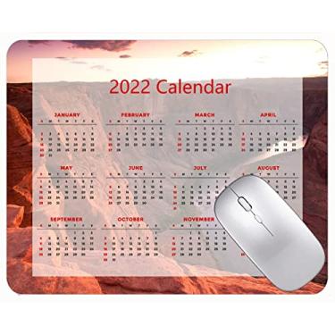 Imagem de Mouse pad para jogos com calendário 2022, mouse pad para jogos Mountain River Canyon vermelho base de borracha antiderrapante