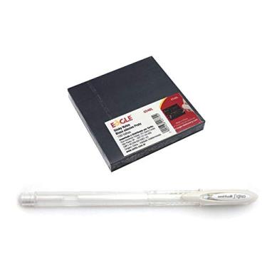 Imagem de Uniball, Caneta Uni-Ball Signo Angelic Colours Branca + 1 Bloco Adesivo Eagle preto, 100 folhas, 76x76mm