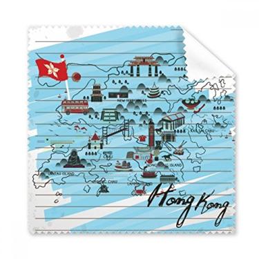 Imagem de Mapa local de Hong Kong, Art Deco, presente, pano de limpeza moderno, limpador, 5 peças