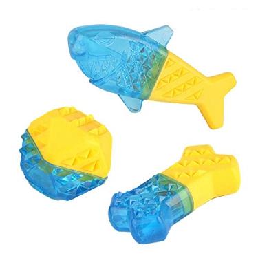 Imagem de Brinquedos de mastigação refrescante para cães mordedores, brinquedos de dentição para animais de estimação, brinquedos de mastigar no gelo para cães de verão, brinquedos aquáticos para cães pequenos e médios (3 peças)