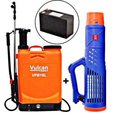 Imagem de Pulverizador Vulcan VPB16L8A 16 Litros com Bateria 8 Amperes + Acessório Turbo Nebulizador Kawashima AN12