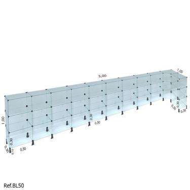 Imagem de Balcão de Atendimento L Modulado em Vidro 5,50 x 1,00 x 0,30