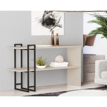 Imagem de Aparador Para Sala de Estar Com 2 Prateleiras e Pés em Metal JB 4034 Luxo Perola - JB Bechara