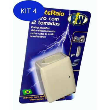 Imagem de Kit 4 Protetor de Raio 2 Tomadas Para Eletrônicos 127v