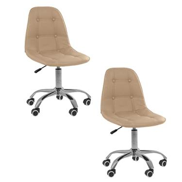 Imagem de Kit 02 Cadeiras Office Eiffel Botonê Ajustável Base Giratória cor:bege