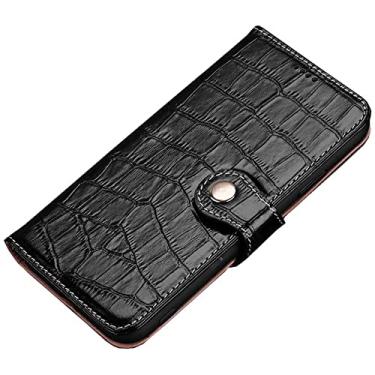 Imagem de HAODEE Carteira de capa de telefone flip de couro de grão de crocodilo, capa à prova de choque concha para Apple iPhone 12 (2020) 6,1 polegadas com 3 slots de cartão (cor: preto)