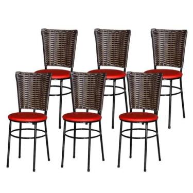 Imagem de Jogo 6 Cadeiras Para Cozinha Preta Hawai Cappuccino - Lamar Design