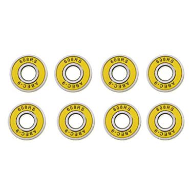 Imagem de F Fityle 8 peças de rolamentos de skate ABEC-9 608RS, rodas de substituição para skate, Pennyboard, Waveboard, Cruiser Roller chair - Amarelo, 28 x 8 x 7 mm