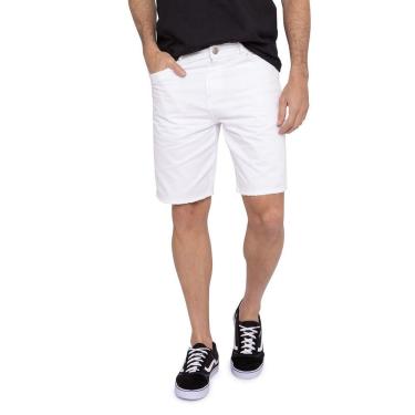 Imagem de Bermuda Jeans Masculina Básica Lisa Puído Branca Carpinteiro
