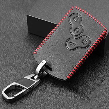 Imagem de CSHU Porta-chaves em couro para carro Capa Porta-chaves Porta-chaves com anel, adequado para Renault Kadjar Captur Clio Megane 2 3 4 RS Koleos Logan Scenic Card, 2