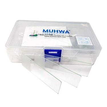 Imagem de MUHWA - 50 Lâminas de Microscópio em Branco e 100 Capas de Vidro Quadradas (22 mm x 22 mm) Transparentes