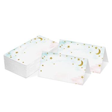 Imagem de le le le Little Star Place, cartões estilo barraca – 25 cartões por pacote – le le Little Star decorações de suprimentos de festa – Lembranças de festa de aniversário para chá de bebê (TAIKA-010)