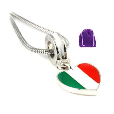 Imagem de Emerald Park Jewelry Colar com bandeira italiana pingente presente para crianças mulheres homens meninas italianos e meninos Itália presentes país acessórios decoração de coração