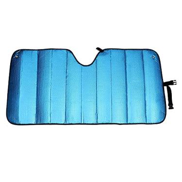 Imagem de TOTMOX Capa de viseira dobrável para sombra de sol refletor de pára-brisa de carro pára-sol portátil anti UV tela protetora (57 x 27,5 polegadas/147 x 70 cm)