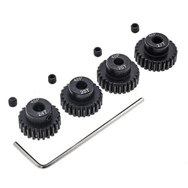 Imagem de Conjunto de engrenagem de pinhão de 4 peças 48P 3,175 mm endurecido 24T 25T 26T 27T 48DP Pitch Gears RC Upgrade Part with Screwdriver
